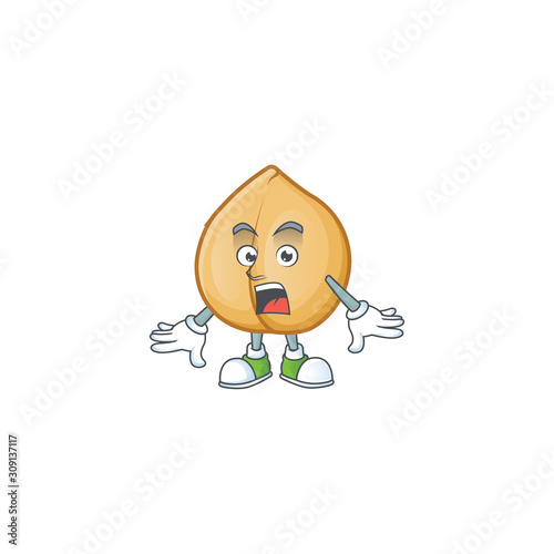 Surprised chickpeas face gesture on cartoon style