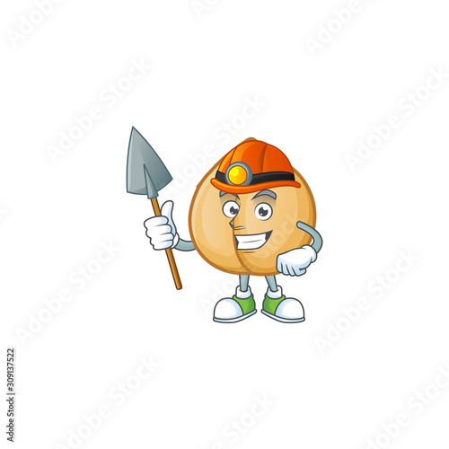 Cool Miner chickpeas cartoon mascot design style