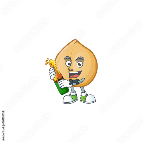 Cool chickpeas with beer mascot cartoon style