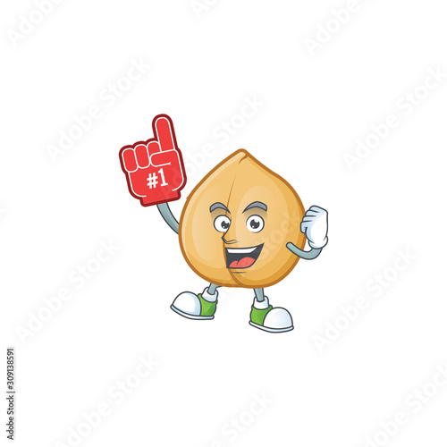 Foam finger chickpeas on mascot cartoon style