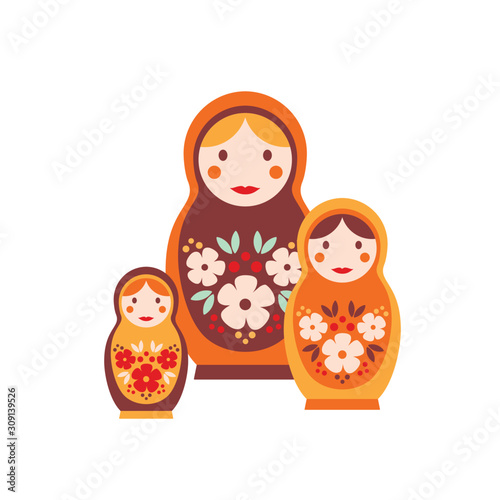 Nesting doll flat vector illustration