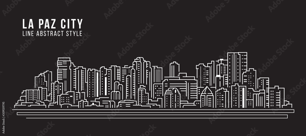 Cityscape Building panorama Line art Vector Illustration design - La Paz city