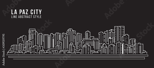 Cityscape Building panorama Line art Vector Illustration design - La Paz city