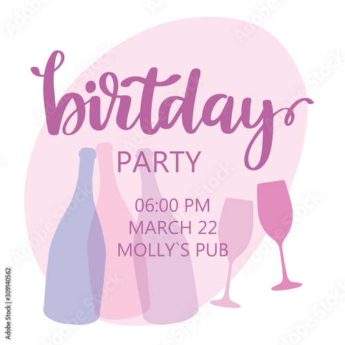 Happy birthday adult party celebration background template illustration