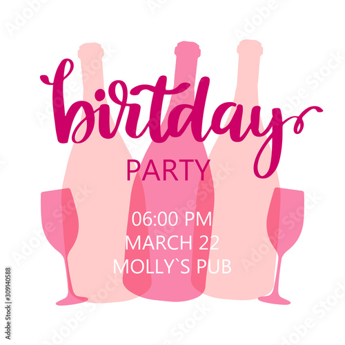 Happy birthday adult party celebration background template illustration