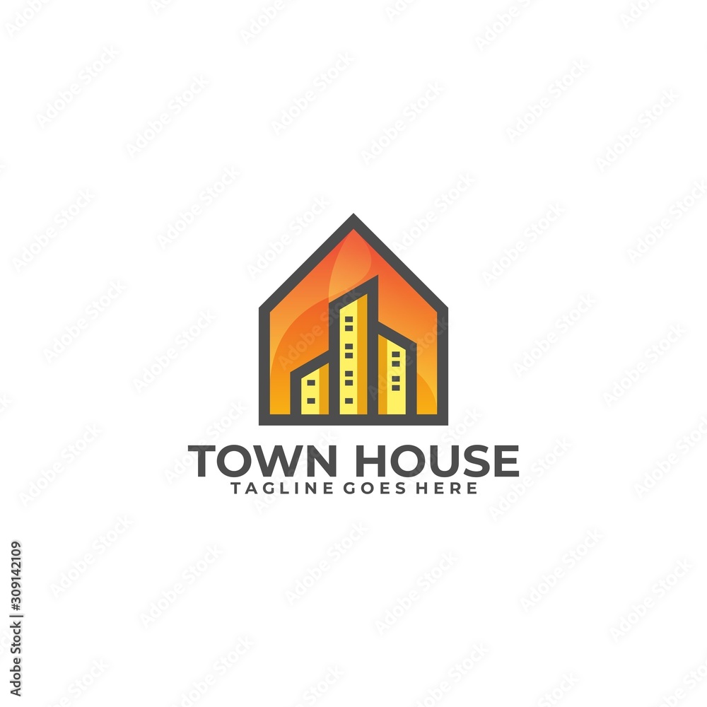 Town House Illustration Vector Template.