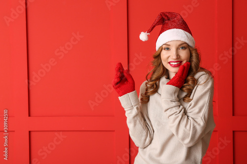 Happy young woman in winter...