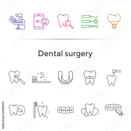 Dental surgery  icons. Set of line icons