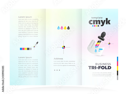 Tri-fold Polygraphy theme print cmyk design template cover brochure