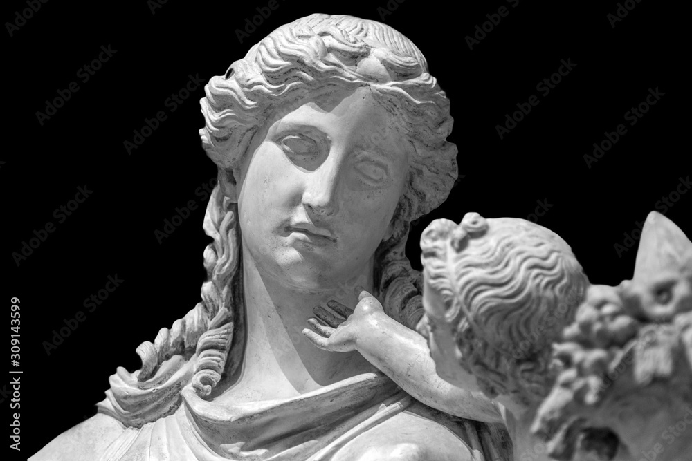 Marble head sculpture of young woman, ancient Greek goddess art bust ...