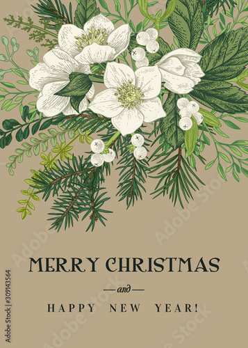  Winter and Christmas background. Kraft.