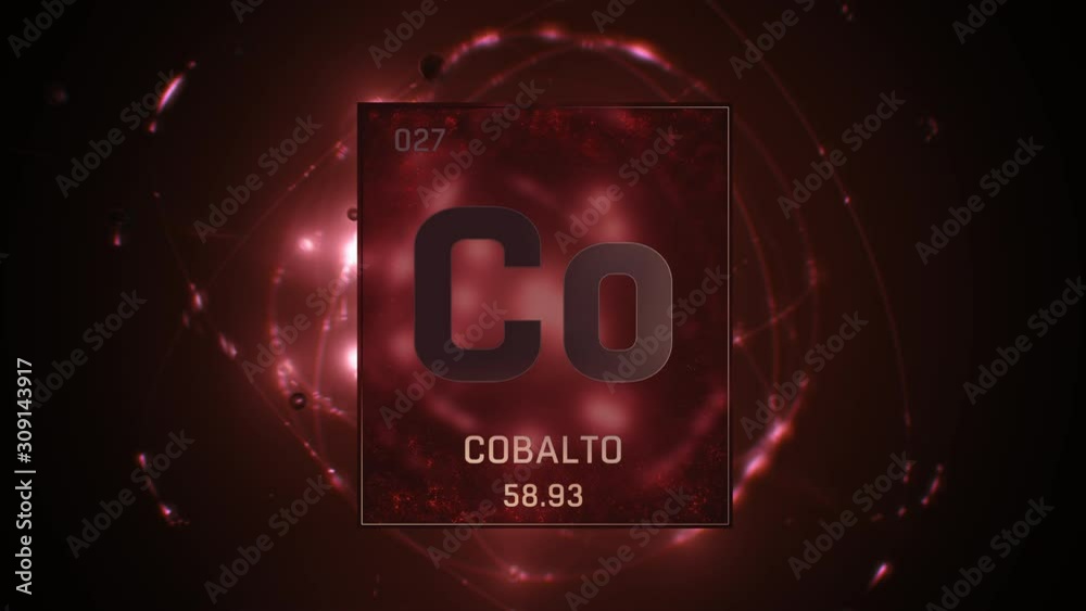 Cobalt as Element 27 of the Periodic Table. Seamlessly looping 3D ...