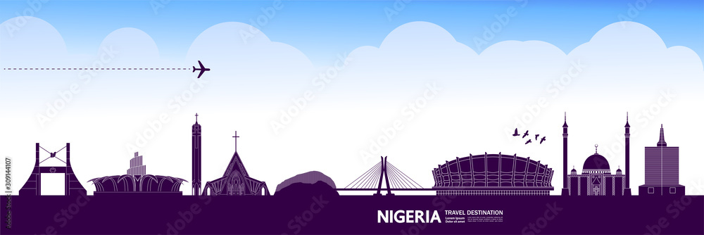Nigeria travel destination grand vector illustration. 