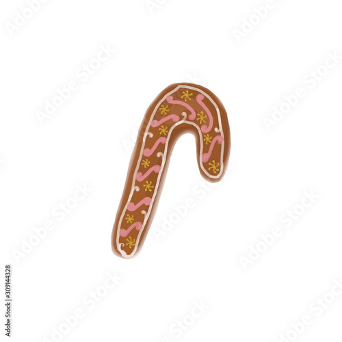 Gingerbread  cookies cane  for Christmas with glace decor 