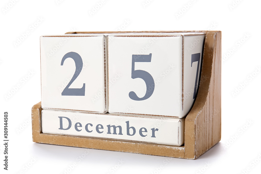Calendar with date of Christmas on white background Calendar with date of Christmas on white background