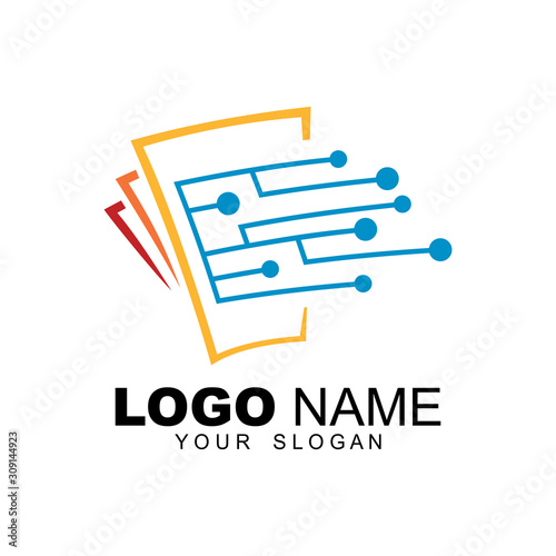 Digital document or logo template paper, digital data page, symbol logo technology paper