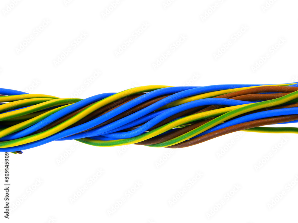 colored wires isolated on white background colored wires isolated on white background
