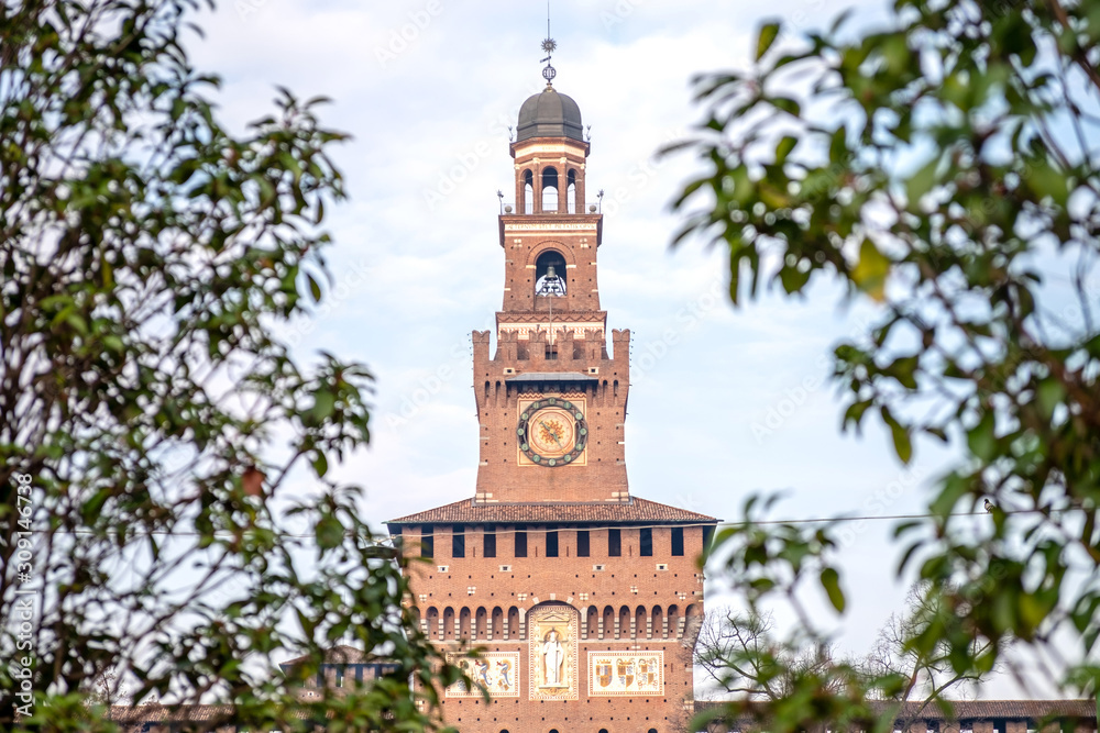 Obraz premium Sforza Castle in Milan, Castello Sforzesco, Milano, Itay.