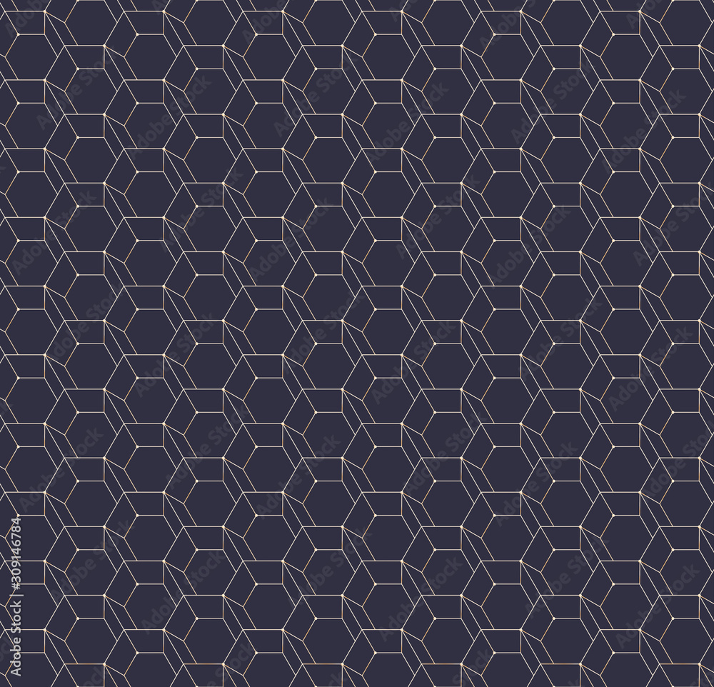 Abstract hexagonal geometric seamless pattern. Golden honeycomb frame on dark background. Vector illustration Abstract hexagonal geometric seamless pattern. Golden honeycomb frame on dark background. Vector illustration