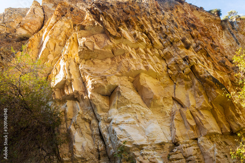 Mountains of avakas gorge in autumn. Hiking in the gorge. photo