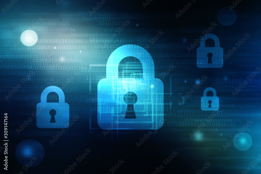 2d illustration Safety concept: Closed Padlock on digital background 2d illustration Safety concept: Closed Padlock on digital background