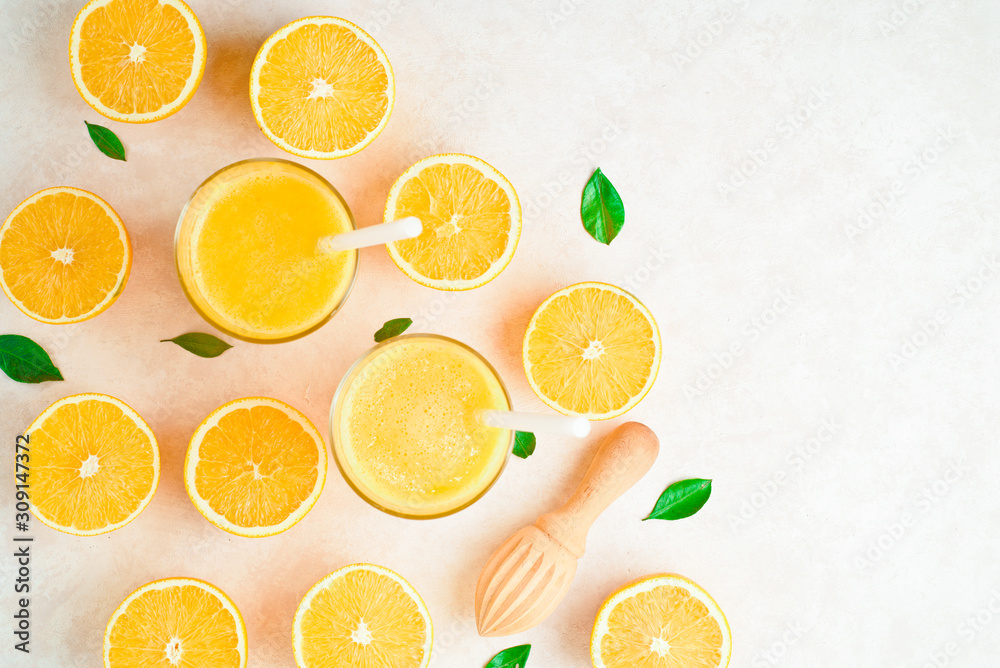 oranges for making juice, pattern, on a blue background oranges for making juice, pattern, on a blue background