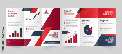 Front and Back Page View of Business Tri-Fold Brochure, Template or Leaflet Design. photo