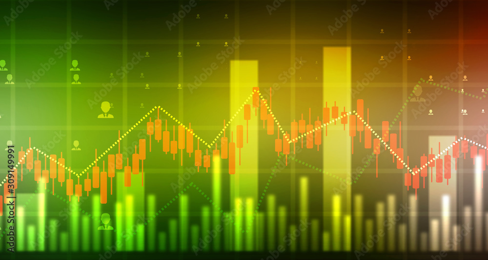 2d rendering Stock market online business concept. business Graph 