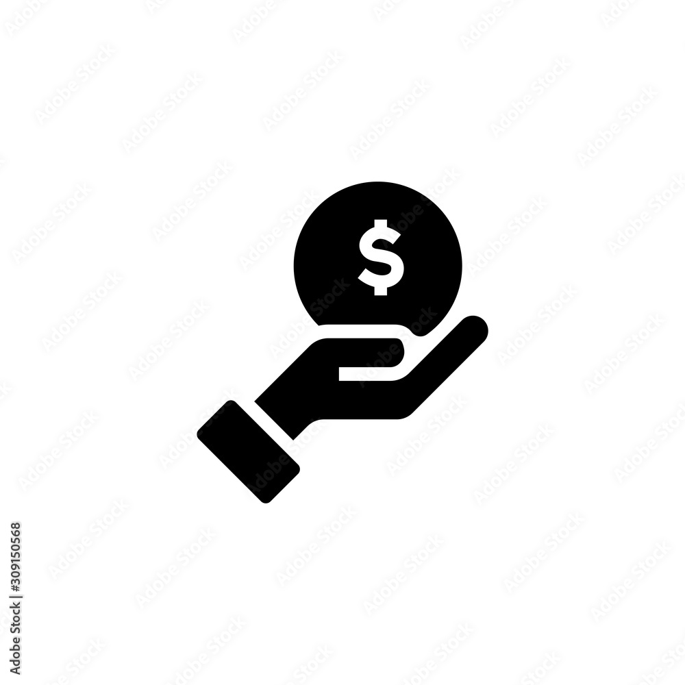 Dollar money coin on hand icon vector for investment - Vector. Pictograph Of Money In Hand, Coins In Hand Vector Illustration Eps10 Dollar money coin on hand icon vector for investment - Vector. Pictograph Of Money In Hand, Coins In Hand Vector Illustration Eps10