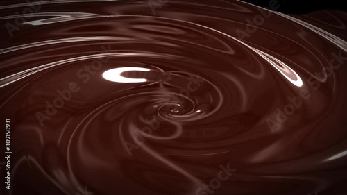 High-quality liquid chocolate swirl background animation in slow motion. Chocolate swirl abstract motion design. Hot chocolate swirls