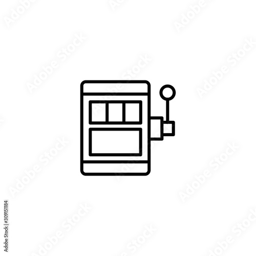 Slot machine line icon for web, mobile and infographics. Vector dark icon isolated on light grey background.