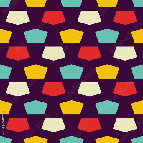 Seamless pattern with colorful geometric shapes.
