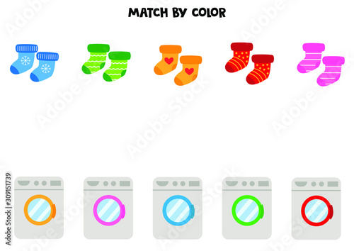 Match socks and washing machines by color.