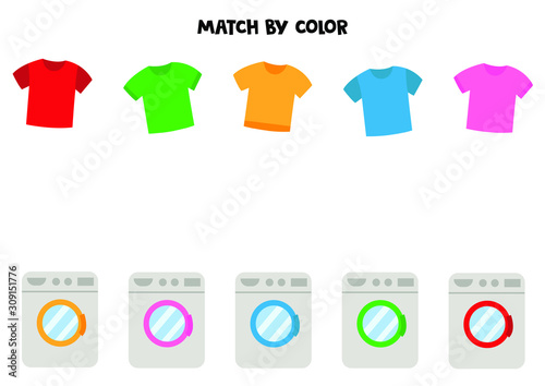Match t-shirts and washing machines by color.