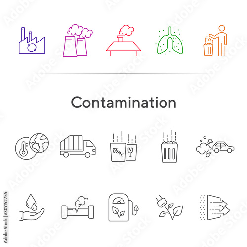 Contamination icons. Set of line icons.