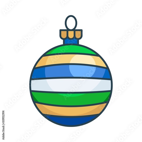 Christmas ornaments, baubles or Christmas ball filled icon