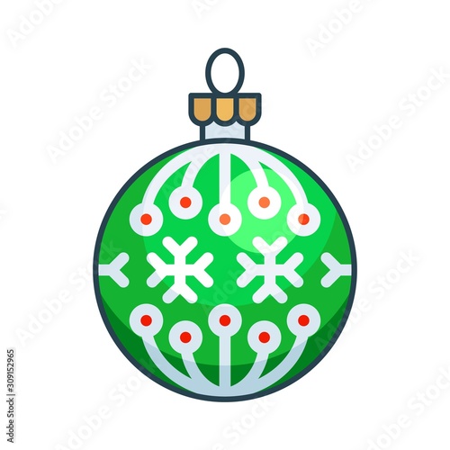 Christmas ornaments, baubles or Christmas ball filled icon