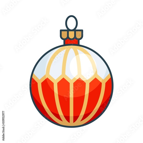 Christmas ornaments, baubles or Christmas ball filled icon