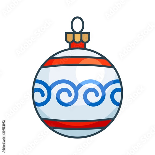 Christmas ornaments, baubles or Christmas ball filled icon