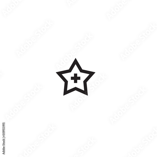Add Bookmark Icon. Star favorite sign web icon with plus glyph. Modern, simple flat vector illustration for web site or mobile app