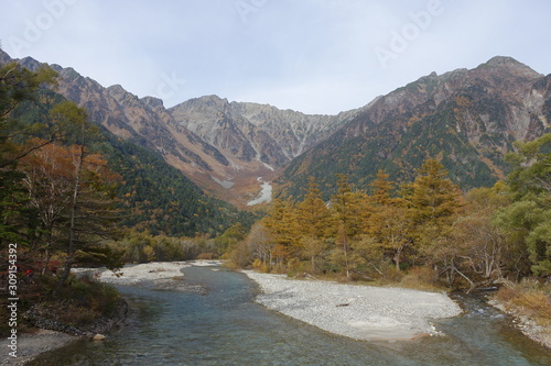 Landscape of Kamikochi trail  Japan alps   Japanese mountain 