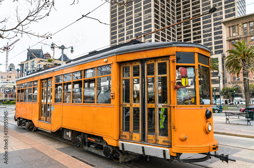 Heritage electric streetcar in San Francisco, California