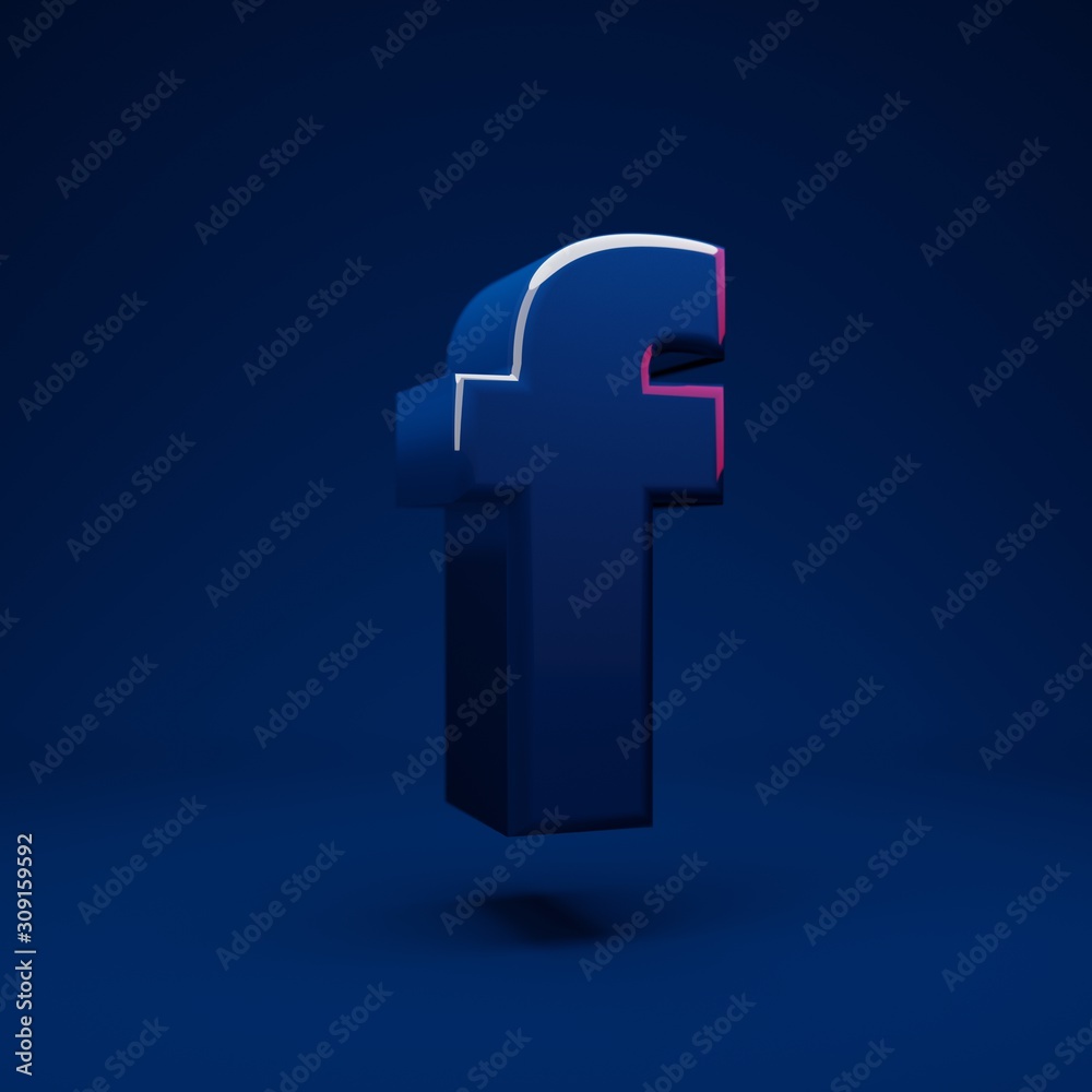 Obraz premium Phantom Blue 3d letter F lowercase