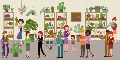 Flower and Home Plant Store. Vector illustration