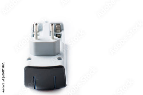 Battery charger isolated on white background.Copy space