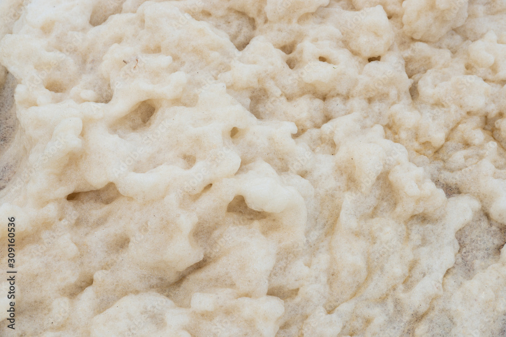 Closeup shot of foam on a beach. The foam can have natural reasons or can be a result of the sea water pollution. Closeup shot of foam on a beach. The foam can have natural reasons or can be a result of the sea water pollution.