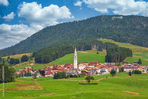 View to the town of San Domenico. Asiago, Vicenza, Italy. photo