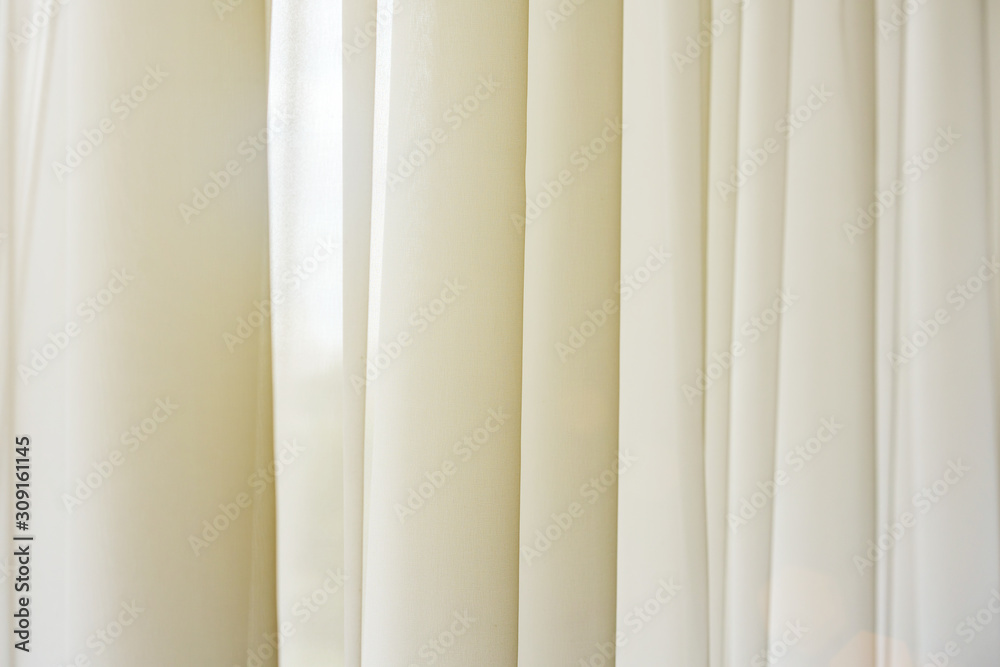 Fototapeta premium White transparent curtain indoor interior concept