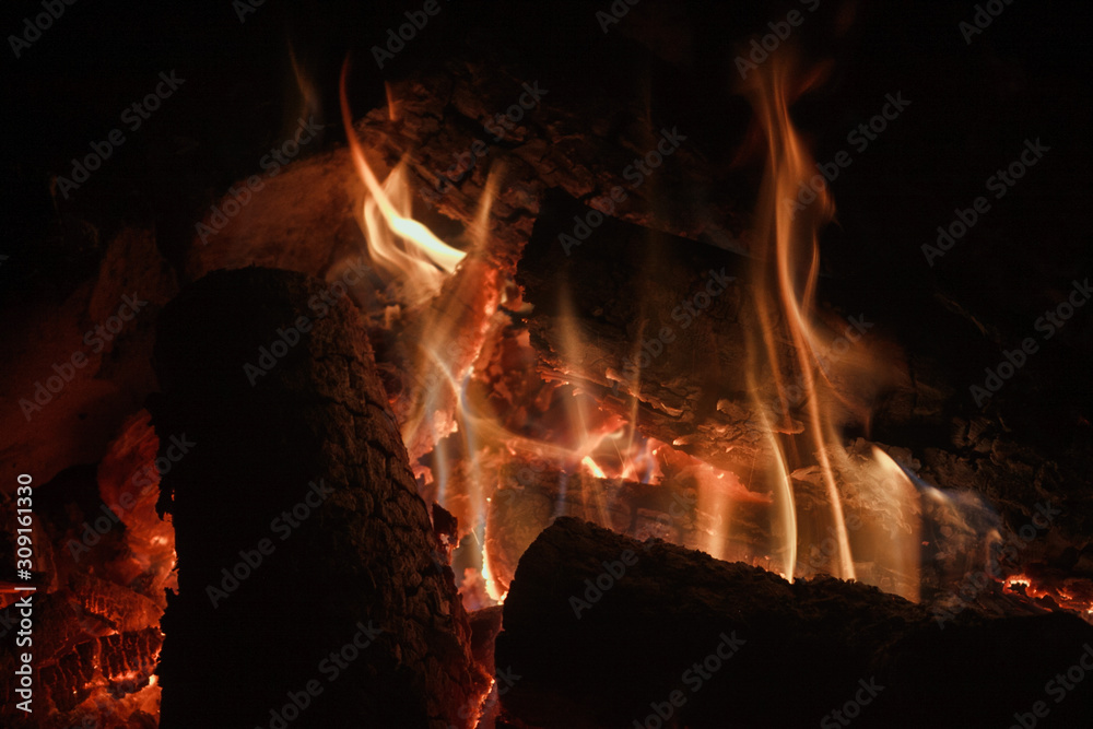 Close-up of fire in the dark Close-up of fire in the dark