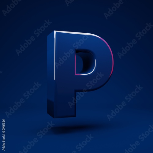 Phantom Blue 3d letter P uppercase